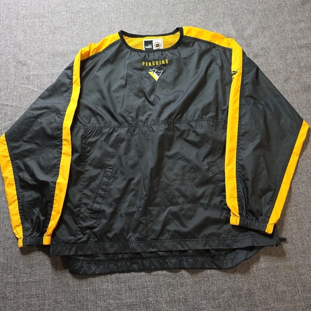 Pittsburgh Penguins NHL Windbreaker Pullover Jacket Adult Large Vintage Puma